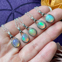 Ethiopian Opal Sterling Silver Pendant Necklace