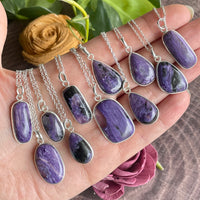 Charoite Sterling Silver Pendant Necklace