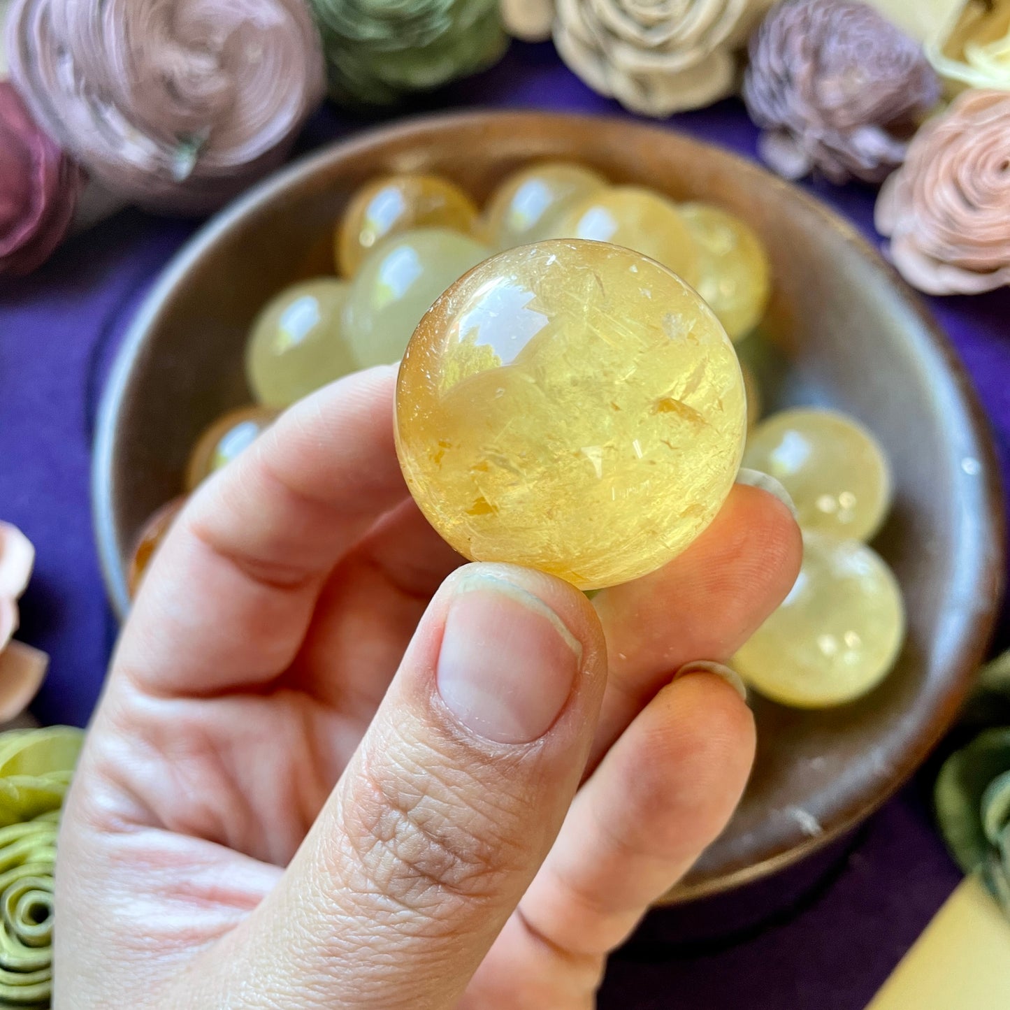 Honey Calcite Sphere