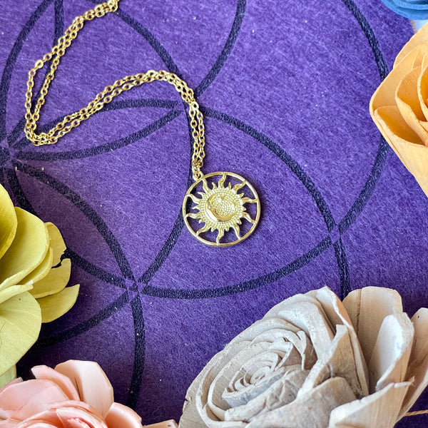 Gold Sun/Moon Charm Necklace