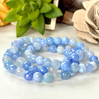 Aura Blue Lace Agate 8mm Faceted Beaded bracelet