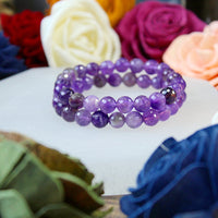 Amethyst faceted 8mm beaded bracelet