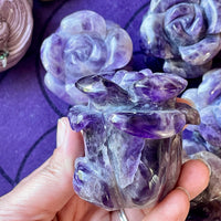 Standing Amethyst Rose Carving