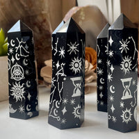 Celestial Etched Obsidian Tower Point