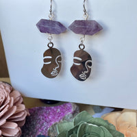 Silhouette Face Earrings (Choose Gemstone)
