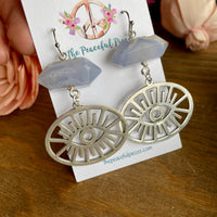 Blue Lace Agate Dangling Eye Earrings