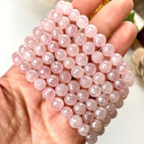 Aura Rose Quartz 8mm Faceted Beaded bracelet