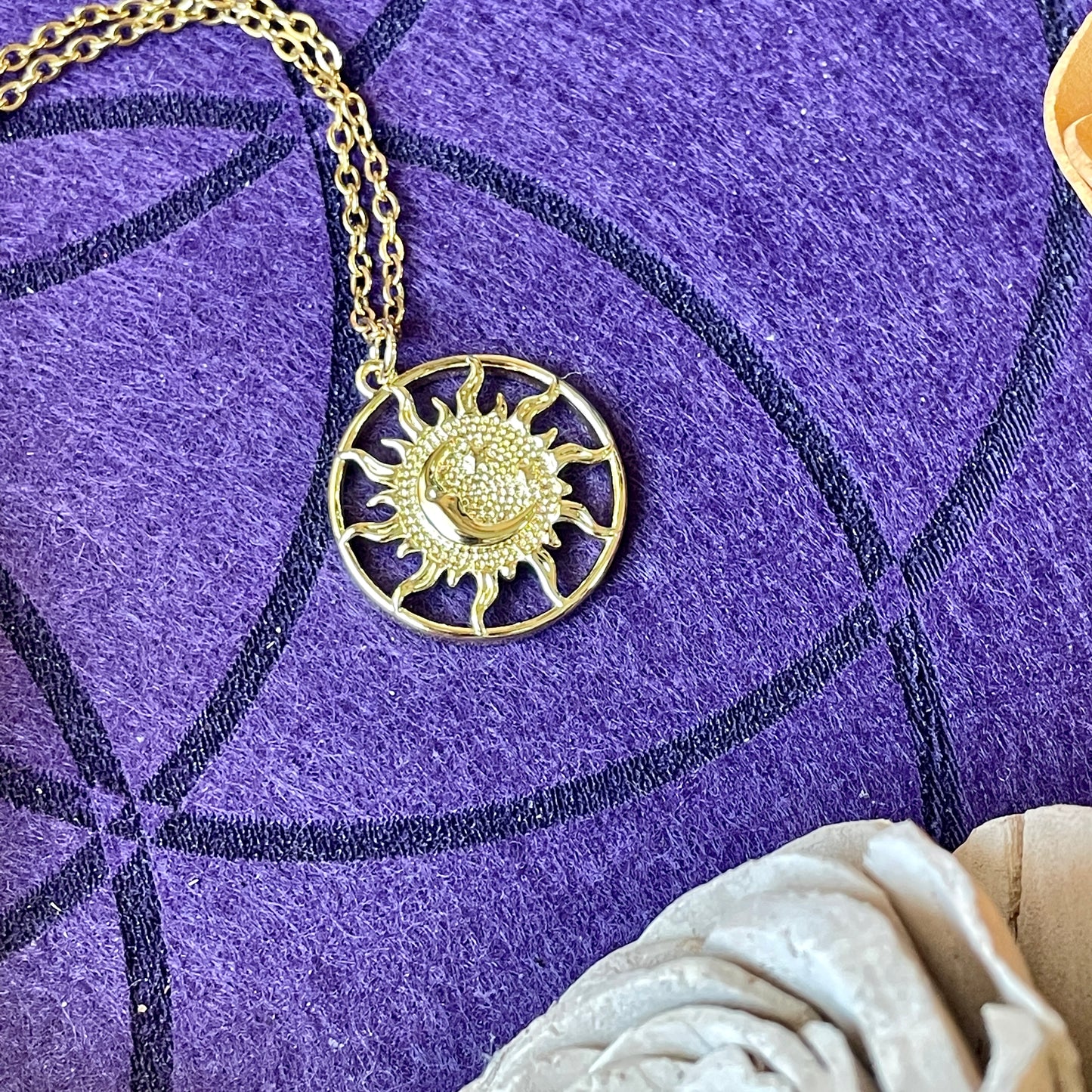 Gold Sun/Moon Charm Necklace
