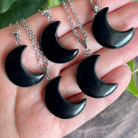 Gemstone Moon Pendant Necklace (choose stone