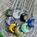 Gemstone Moon Pendant Necklace (choose stone