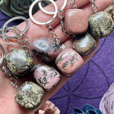 Rhodonite Tumble Stone Keychain