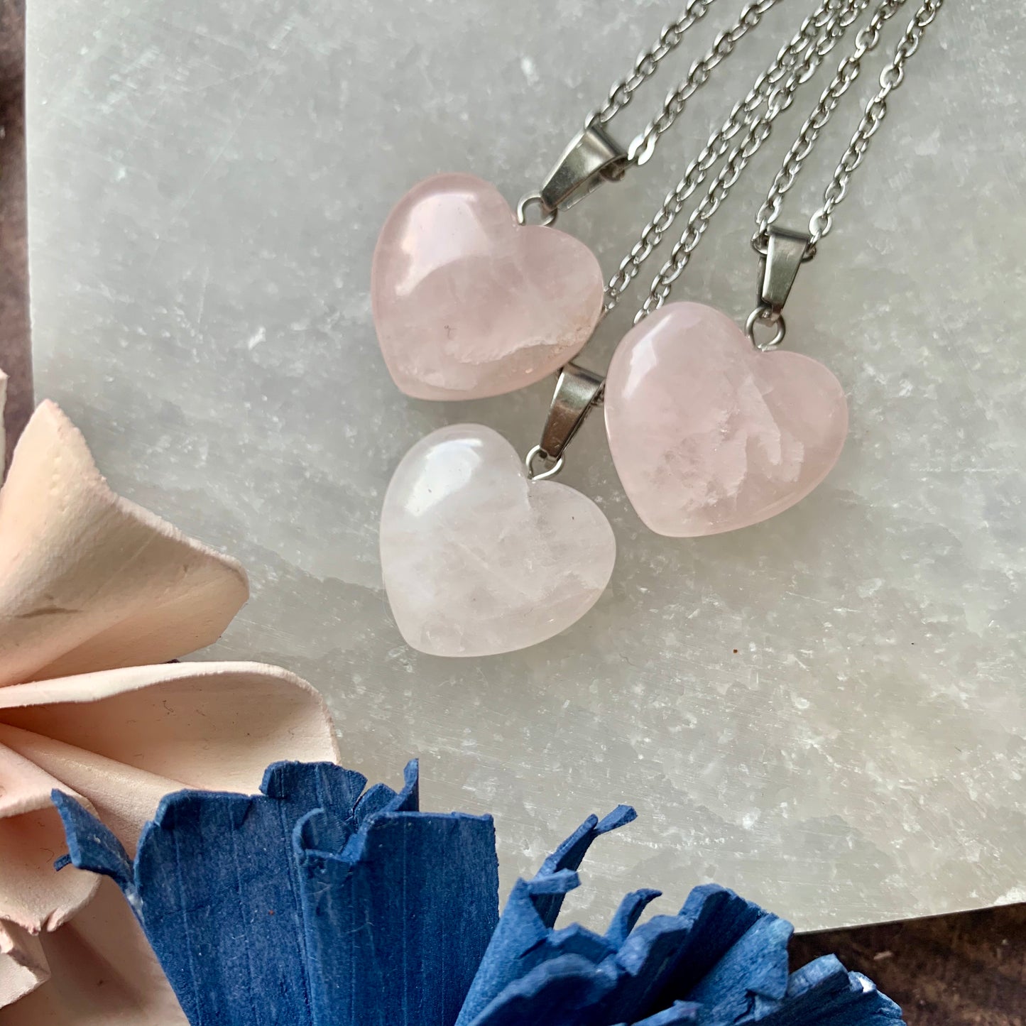 Small Rose Quartz Heart Necklace