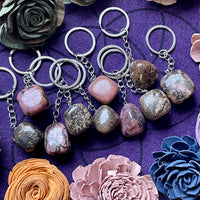 Rhodonite Tumble Stone Keychain