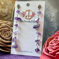 Dangling Amethyst Chip Earrings