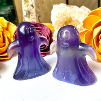 Tall Purple Fluorite Ghost Carving