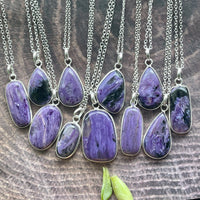 Charoite Sterling Silver Pendant Necklace