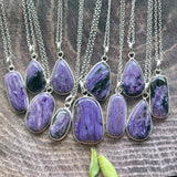 Charoite Sterling Silver Pendant Necklace