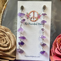 Dangling Amethyst Chip Earrings