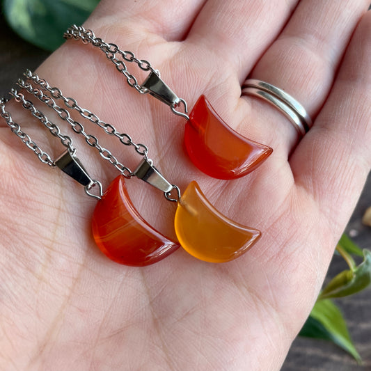 Small Carnelian Moon Necklace