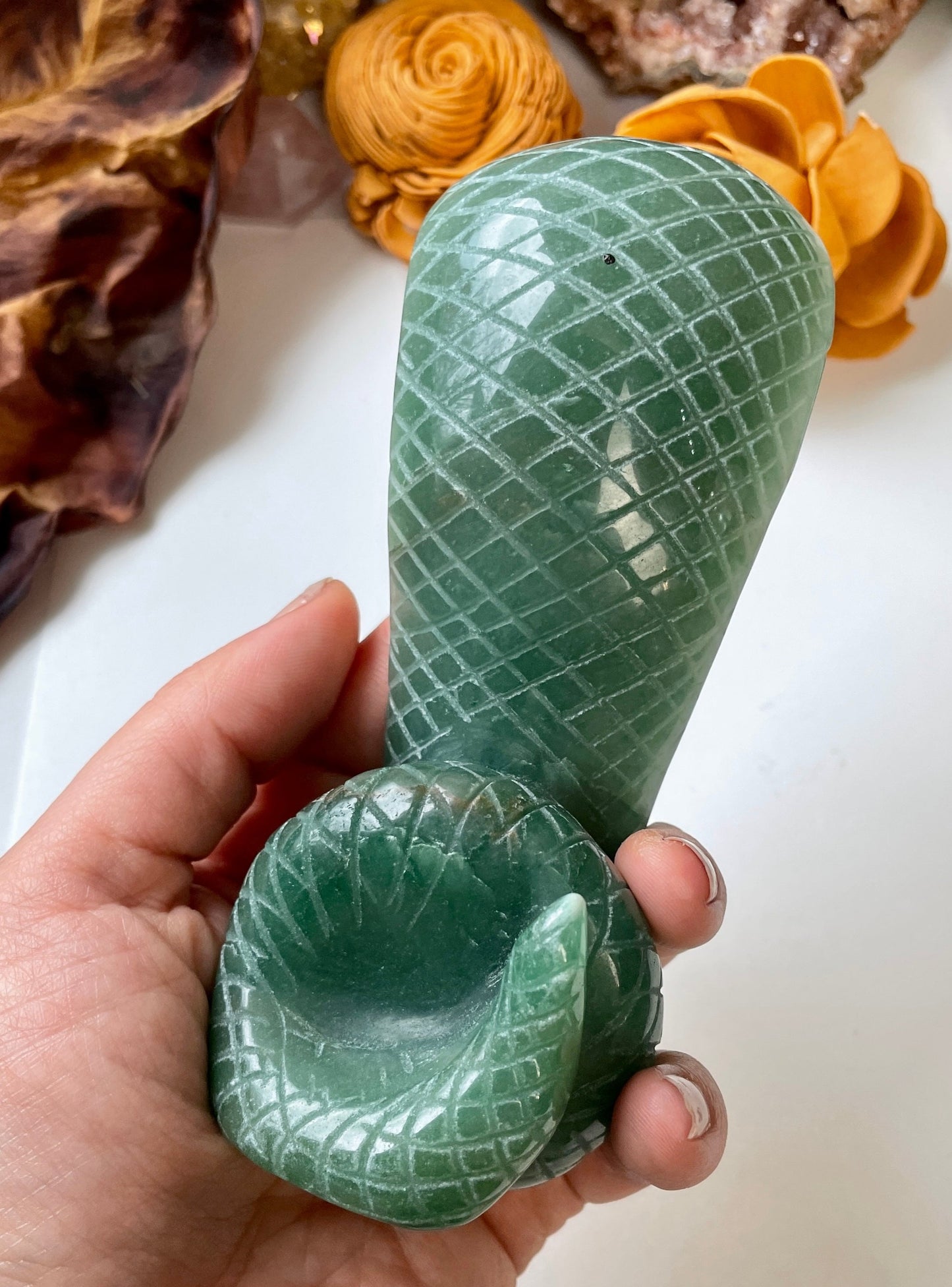 Green Aventurine Cobra Carving
