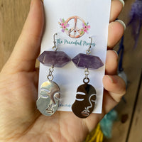 Silhouette Face Earrings (Choose Gemstone)