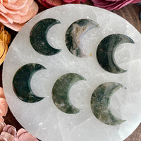Moss Agate Moon Cabochon