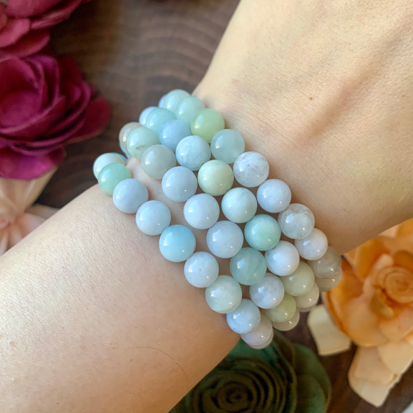 Aquamarine 8mm beaded bracelet