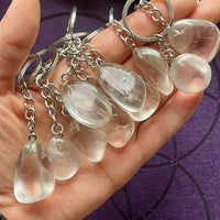 Clear Quartz Tumble Stone Keychain