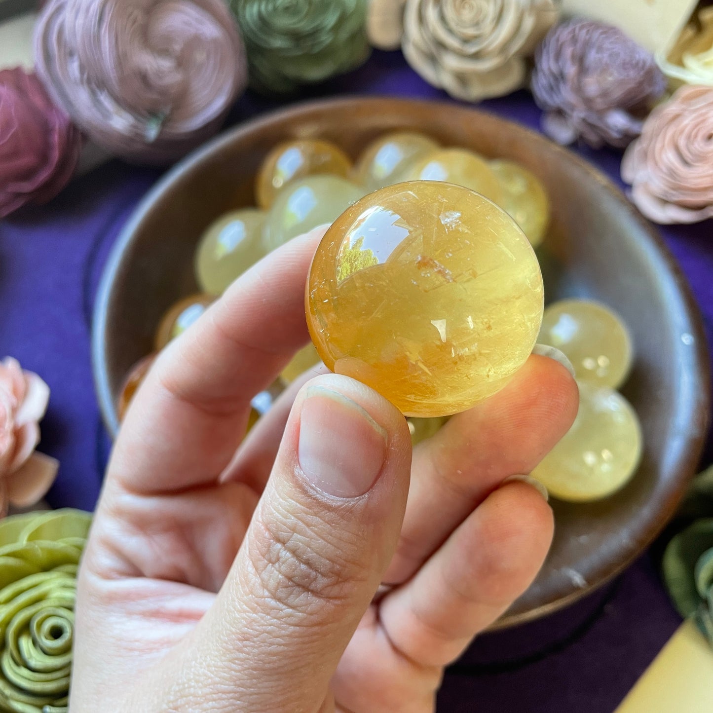 Honey Calcite Sphere