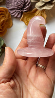 Rose Quartz Witch Hat Carving