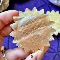 Honey Calcite Sunflower Carving