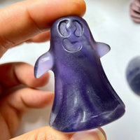 Short Purple Fluorite Ghost Carving