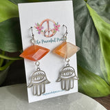 Carnelian Hamsa Hand Dangling Earrings