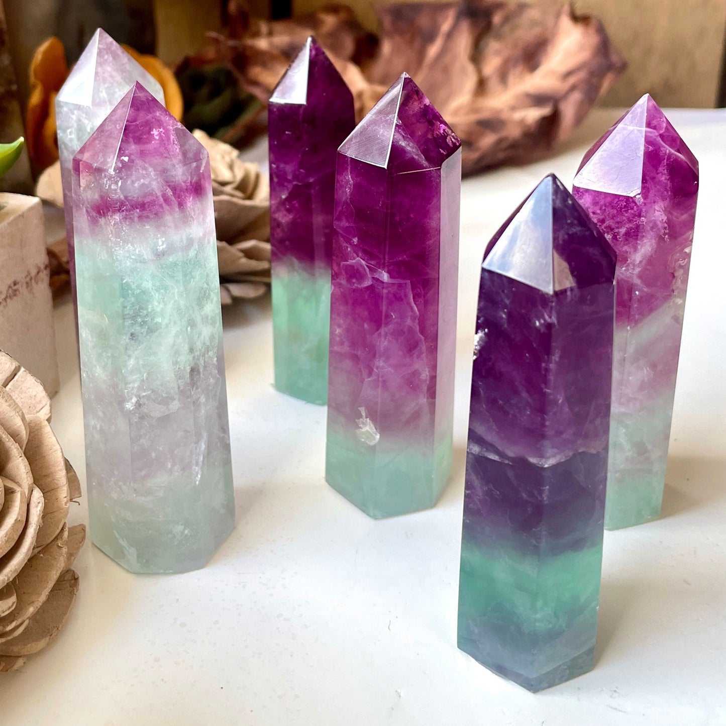 Watermelon Fluorite Tower Point