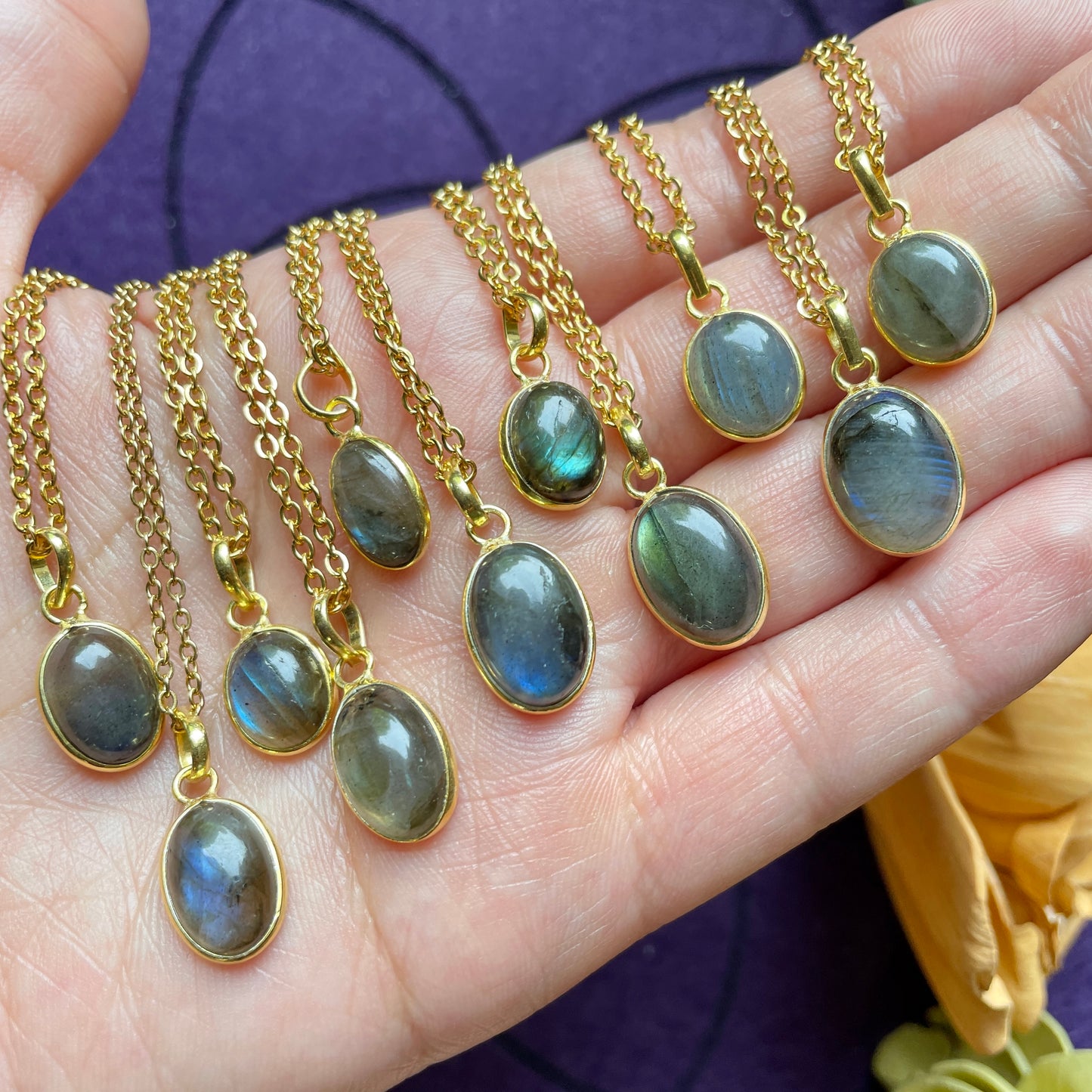 Labradorite Gold Pendant Necklace