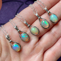Ethiopian Opal Sterling Silver Pendant Necklace