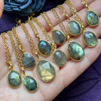 Labradorite Faceted Gold Pendant Necklace