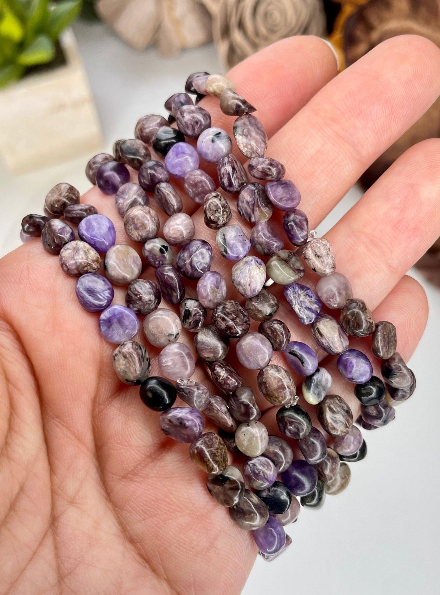 Charoite Tumbled Stone Beaded bracelet