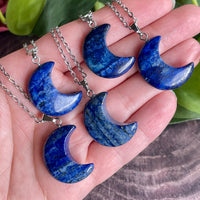 Gemstone Moon Pendant Necklace (choose stone