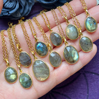 Labradorite Faceted Gold Pendant Necklace