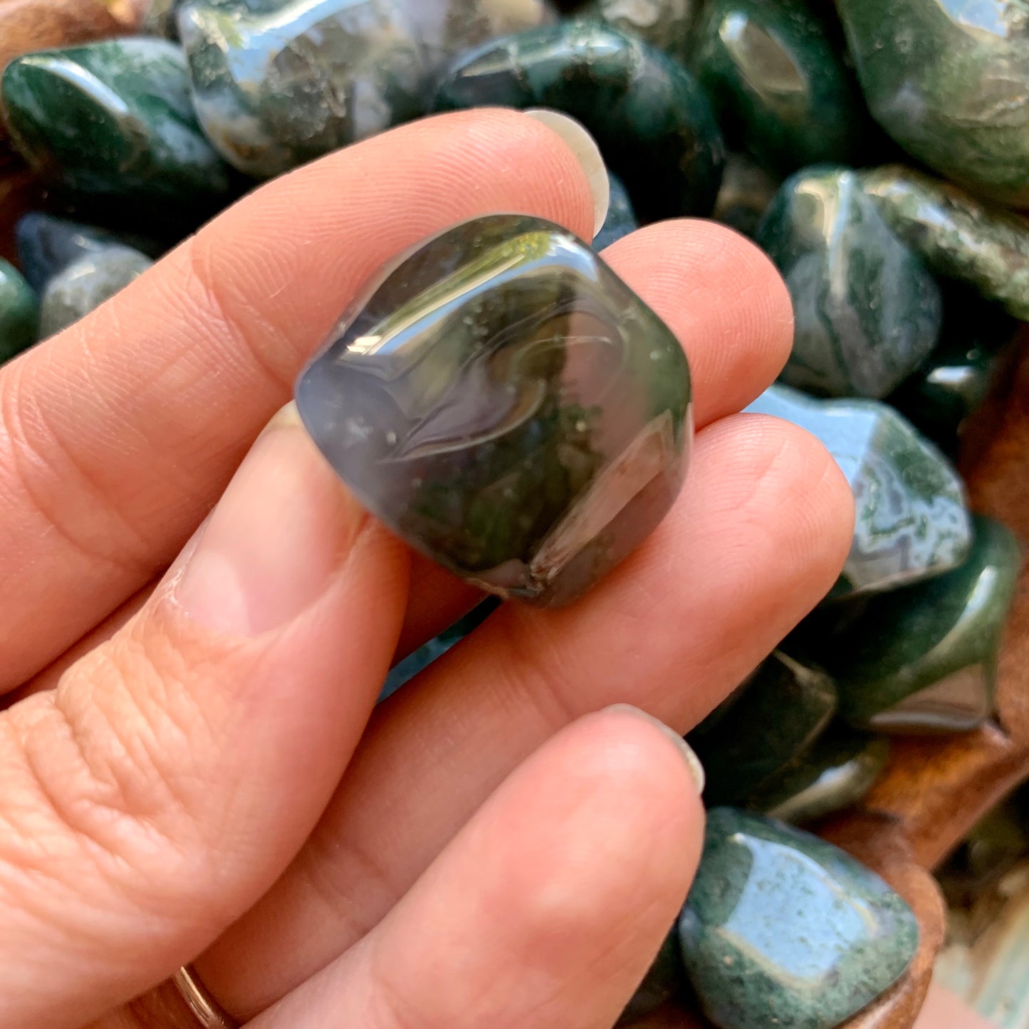 Moss Agate Tumbled Stone