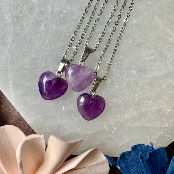 Small Amethyst Heart Necklace