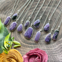 Charoite Sterling Silver Pendant Necklace