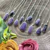 Charoite Sterling Silver Pendant Necklace