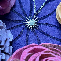 Small Silver Sun Charm Necklace