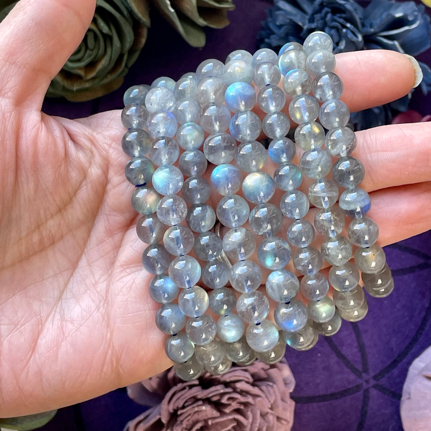 Flashy Labradorite 8mm Beaded bracelet