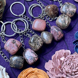 Rhodonite Tumble Stone Keychain