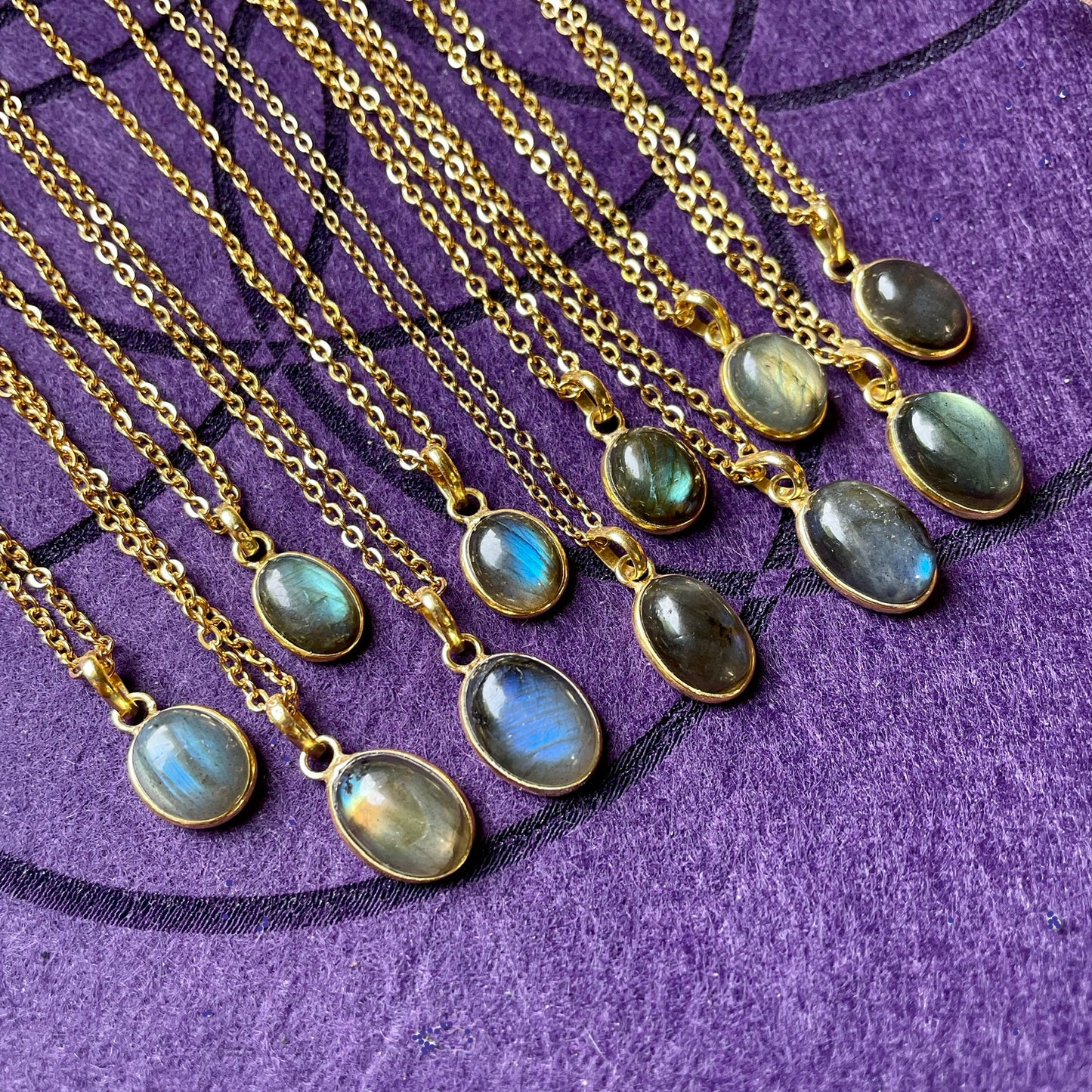 Labradorite Gold Pendant Necklace