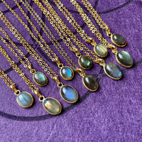 Labradorite Gold Pendant Necklace