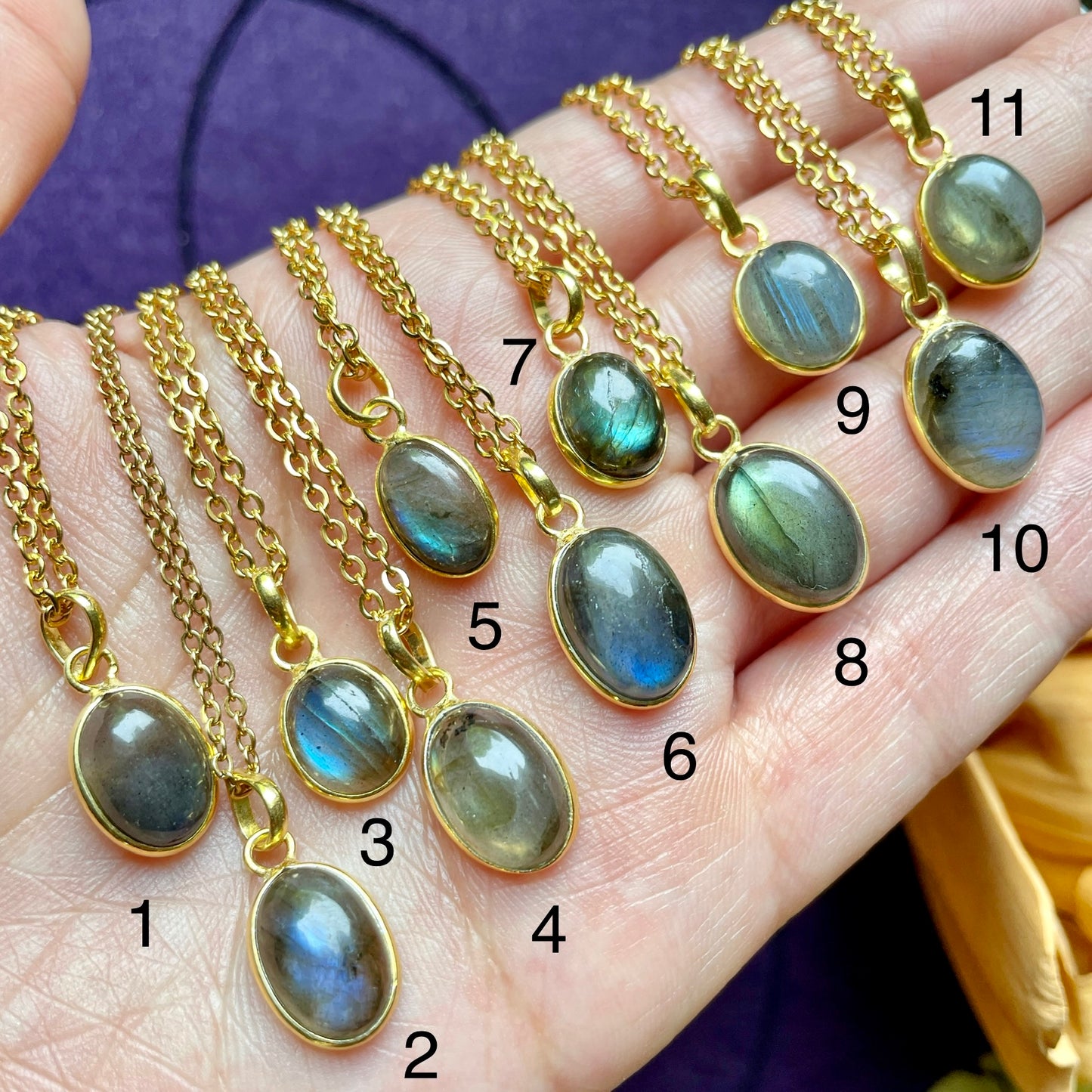 Labradorite Gold Pendant Necklace